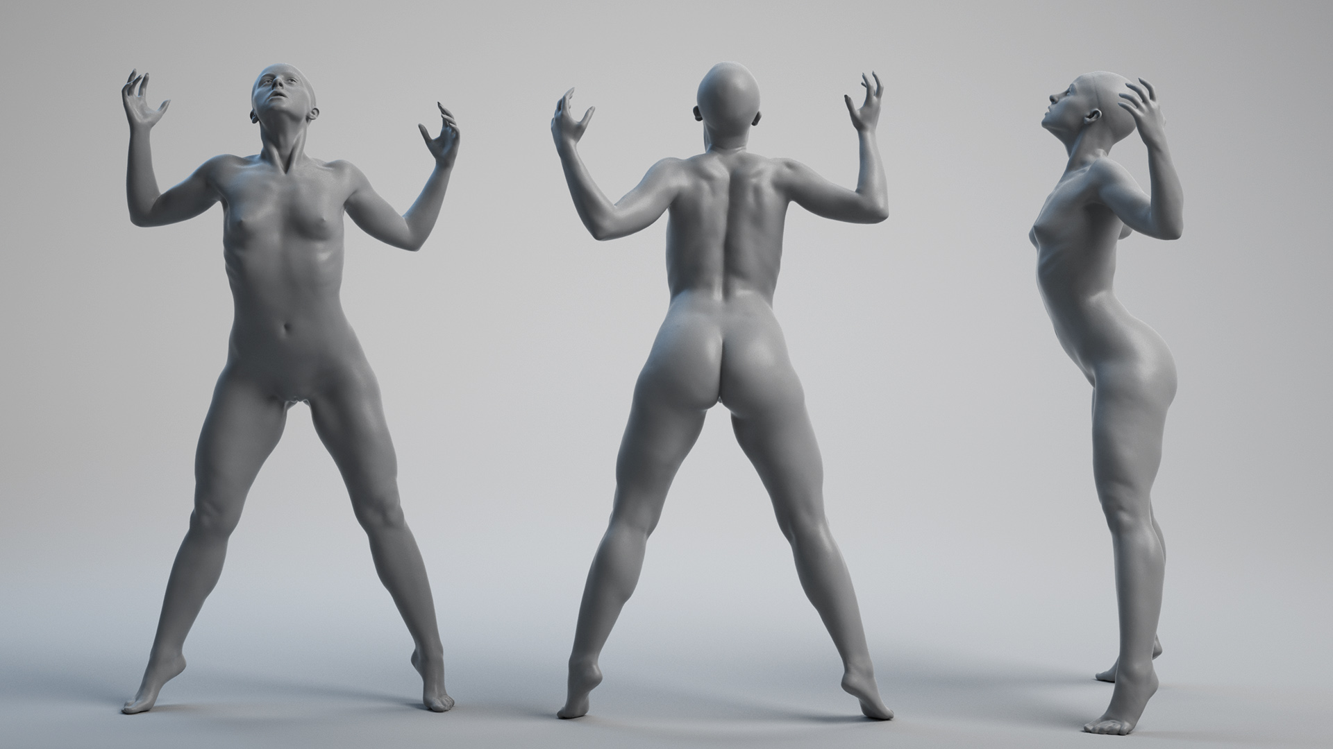 woman 3d model pose on toe raise